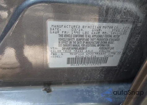 2014 Nissan Sentra Sv z USA, uszkodzony, nr VIN 3N1AB7AP6EL653917